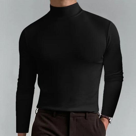 James - Men's Long Sleeve High Neck Fitted Sweater