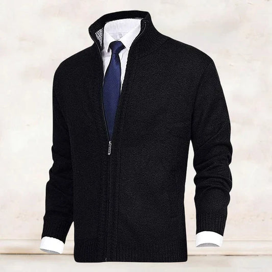 Jack - Men's Plain Knitted Jacket with Stand-up Collar