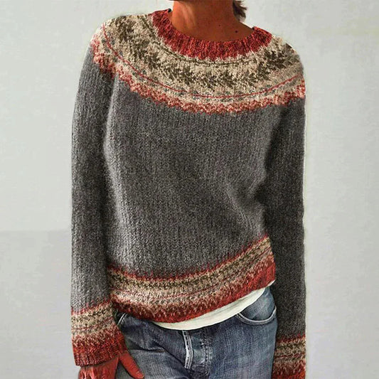 TAMARA - Elegant Print Long Sleeve Sweater