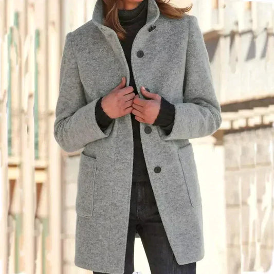 CAROLINA - Elegant wool coat with high collar