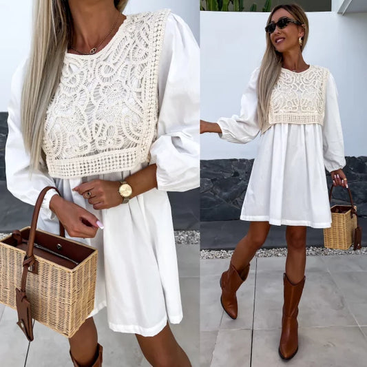 Lexi - White Dress with Woven Details